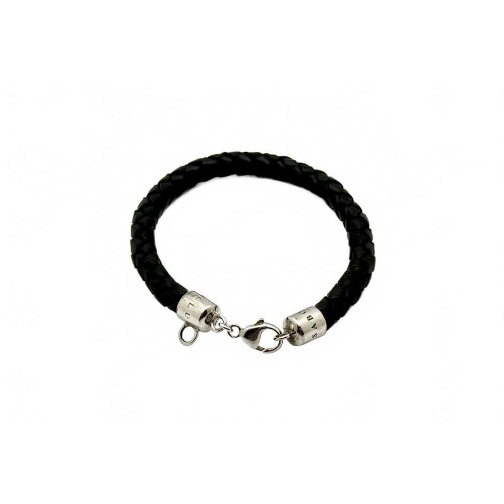 Thomas Sabo Sterling Silver & Black Braided Leather Bracelet 19 cm -Charm Holder